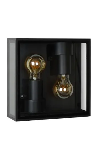 Потолочный светильник Dukan 15802/02/30 Lucide уличный IP65 чёрный 2 лампы, плафон прозрачный чёрный в стиле современный E27 фото 3